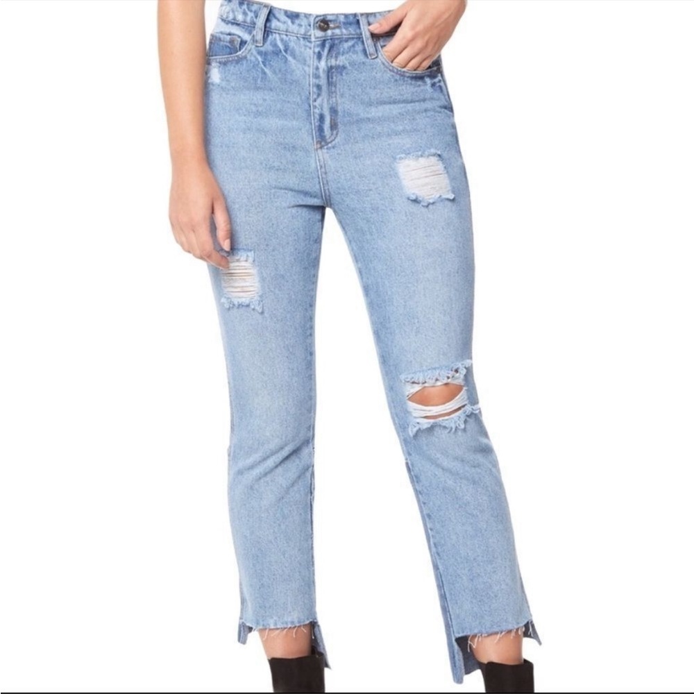 NWT Buffalo David Bitton High-Rise Girlfriend Distressed Jeans, 33
